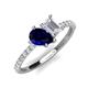 4 - Zahara 9x7 mm Pear Blue Sapphire and 7x5 mm Emerald Cut White Sapphire 2 Stone Duo Ring 