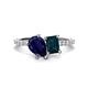 1 - Zahara 9x7 mm Pear Blue Sapphire and 7x5 mm Emerald Cut London Blue Topaz 2 Stone Duo Ring 