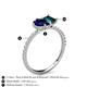 5 - Zahara 9x7 mm Pear Blue Sapphire and 7x5 mm Emerald Cut London Blue Topaz 2 Stone Duo Ring 