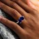 2 - Zahara 9x7 mm Pear Blue Sapphire and 7x5 mm Emerald Cut Lab Created Blue Sapphire 2 Stone Duo Ring 