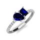 4 - Zahara 9x7 mm Pear Blue Sapphire and 7x5 mm Emerald Cut Lab Created Blue Sapphire 2 Stone Duo Ring 