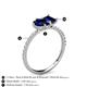 5 - Zahara 9x7 mm Pear Blue Sapphire and 7x5 mm Emerald Cut Lab Created Blue Sapphire 2 Stone Duo Ring 