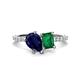 1 - Zahara 9x7 mm Pear Blue Sapphire and 7x5 mm Emerald Cut Lab Created Emerald 2 Stone Duo Ring 