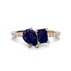 1 - Zahara 9x7 mm Pear Blue Sapphire and 7x5 mm Emerald Cut Lab Created Blue Sapphire 2 Stone Duo Ring 