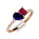 4 - Zahara 9x7 mm Pear Blue Sapphire and 7x5 mm Emerald Cut Lab Created Ruby 2 Stone Duo Ring 