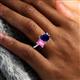 2 - Zahara 9x7 mm Pear Blue Sapphire and 7x5 mm Emerald Cut Lab Created Pink Sapphire 2 Stone Duo Ring 