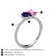 5 - Zahara 9x7 mm Pear Blue Sapphire and 7x5 mm Emerald Cut Lab Created Pink Sapphire 2 Stone Duo Ring 