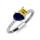4 - Zahara 9x7 mm Pear Blue Sapphire and 7x5 mm Emerald Cut Lab Created Yellow Sapphire 2 Stone Duo Ring 