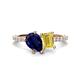 1 - Zahara 9x7 mm Pear Blue Sapphire and 7x5 mm Emerald Cut Lab Created Yellow Sapphire 2 Stone Duo Ring 