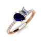 4 - Zahara 9x7 mm Pear Blue Sapphire and IGI Certified 7x5 mm Emerald Cut Lab Grown Diamond 2 Stone Duo Ring 