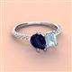 3 - Zahara 9x7 mm Pear Blue Sapphire and 7x5 mm Emerald Cut Aquamarine 2 Stone Duo Ring 