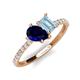 4 - Zahara 9x7 mm Pear Blue Sapphire and 7x5 mm Emerald Cut Aquamarine 2 Stone Duo Ring 