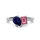 1 - Zahara 9x7 mm Pear Blue Sapphire and 7x5 mm Emerald Cut Pink Tourmaline 2 Stone Duo Ring 