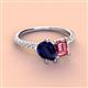 3 - Zahara 9x7 mm Pear Blue Sapphire and 7x5 mm Emerald Cut Pink Tourmaline 2 Stone Duo Ring 