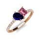 4 - Zahara 9x7 mm Pear Blue Sapphire and 7x5 mm Emerald Cut Pink Tourmaline 2 Stone Duo Ring 