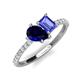 4 - Zahara 9x7 mm Pear Blue Sapphire and 7x5 mm Emerald Cut Tanzanite 2 Stone Duo Ring 