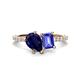 1 - Zahara 9x7 mm Pear Blue Sapphire and 7x5 mm Emerald Cut Tanzanite 2 Stone Duo Ring 