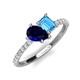 4 - Zahara 9x7 mm Pear Blue Sapphire and 7x5 mm Emerald Cut Blue Topaz 2 Stone Duo Ring 