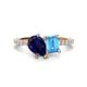 1 - Zahara 9x7 mm Pear Blue Sapphire and 7x5 mm Emerald Cut Blue Topaz 2 Stone Duo Ring 