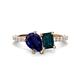 1 - Zahara 9x7 mm Pear Blue Sapphire and 7x5 mm Emerald Cut London Blue Topaz 2 Stone Duo Ring 