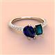 3 - Zahara 9x7 mm Pear Blue Sapphire and 7x5 mm Emerald Cut London Blue Topaz 2 Stone Duo Ring 