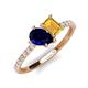 4 - Zahara 9x7 mm Pear Blue Sapphire and 7x5 mm Emerald Cut Citrine 2 Stone Duo Ring 