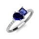 4 - Zahara 9x7 mm Pear Blue Sapphire and 7x5 mm Emerald Cut Iolite 2 Stone Duo Ring 