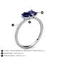 5 - Zahara 9x7 mm Pear Blue Sapphire and 7x5 mm Emerald Cut Iolite 2 Stone Duo Ring 