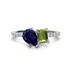 1 - Zahara 9x7 mm Pear Blue Sapphire and 7x5 mm Emerald Cut Peridot 2 Stone Duo Ring 