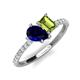 4 - Zahara 9x7 mm Pear Blue Sapphire and 7x5 mm Emerald Cut Peridot 2 Stone Duo Ring 