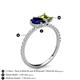 5 - Zahara 9x7 mm Pear Blue Sapphire and 7x5 mm Emerald Cut Peridot 2 Stone Duo Ring 