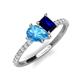 4 - Zahara 9x6 mm Pear Blue Topaz and 7x5 mm Emerald Cut Lab Created Blue Sapphire 2 Stone Duo Ring 
