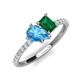 4 - Zahara 9x6 mm Pear Blue Topaz and 7x5 mm Emerald Cut Lab Created Emerald 2 Stone Duo Ring 