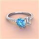 3 - Zahara 9x6 mm Pear Blue Topaz and IGI Certified 7x5 mm Emerald Cut Lab Grown Diamond 2 Stone Duo Ring 