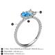 5 - Zahara 9x6 mm Pear Blue Topaz and IGI Certified 7x5 mm Emerald Cut Lab Grown Diamond 2 Stone Duo Ring 