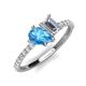 4 - Zahara 9x6 mm Pear Blue Topaz and GIA Certified 7x5 mm Emerald Cut Diamond 2 Stone Duo Ring 