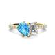 1 - Zahara 9x6 mm Pear Blue Topaz and GIA Certified 7x5 mm Emerald Cut Diamond 2 Stone Duo Ring 