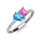 4 - Zahara 9x6 mm Pear Blue Topaz and 7x5 mm Emerald Cut Lab Created Pink Sapphire 2 Stone Duo Ring 
