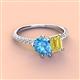 3 - Zahara 9x6 mm Pear Blue Topaz and 7x5 mm Emerald Cut Lab Created Yellow Sapphire 2 Stone Duo Ring 
