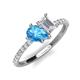 4 - Zahara 9x6 mm Pear Blue Topaz and 7x5 mm Emerald Cut White Sapphire 2 Stone Duo Ring 