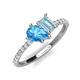 4 - Zahara 9x6 mm Pear Blue Topaz and 7x5 mm Emerald Cut Aquamarine 2 Stone Duo Ring 