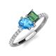 4 - Zahara 9x6 mm Pear Blue Topaz and 7x5 mm Emerald Cut Lab Created Alexandrite 2 Stone Duo Ring 