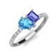 4 - Zahara 9x6 mm Pear Blue Topaz and 7x5 mm Emerald Cut Tanzanite 2 Stone Duo Ring 