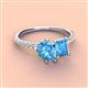 3 - Zahara 9x6 mm Pear and Emerald Cut Blue Topaz 2 Stone Duo Ring 