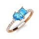 4 - Zahara 9x6 mm Pear and Emerald Cut Blue Topaz 2 Stone Duo Ring 