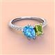 3 - Zahara 9x6 mm Pear Blue Topaz and 7x5 mm Emerald Cut Peridot 2 Stone Duo Ring 