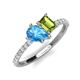 4 - Zahara 9x6 mm Pear Blue Topaz and 7x5 mm Emerald Cut Peridot 2 Stone Duo Ring 