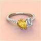 3 - Zahara 9x6 mm Pear Citrine and 7x5 mm Emerald Cut Forever One Moissanite 2 Stone Duo Ring 
