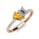 4 - Zahara 9x6 mm Pear Citrine and 7x5 mm Emerald Cut Forever One Moissanite 2 Stone Duo Ring 