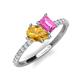 4 - Zahara 9x6 mm Pear Citrine and 7x5 mm Emerald Cut Lab Created Pink Sapphire 2 Stone Duo Ring 